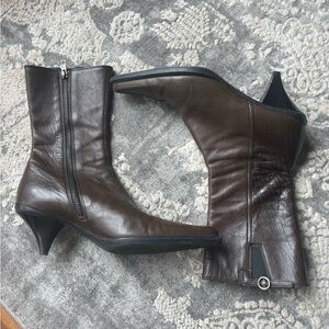 Vintage Miu Miu Brown Leather Pointed Toe Boots